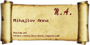 Mihajlov Anna névjegykártya